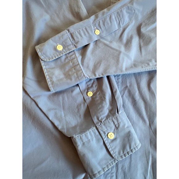 Ralph Lauren Big Button Down Shirt 16 34/35 Blue 100% Cotton Long Sleeve FLAW - Picture 5 of 6
